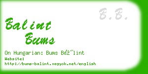 balint bums business card